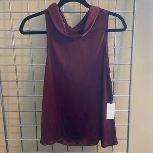 ASTR sleeveless blouse with tie back burgundy size medium NWT